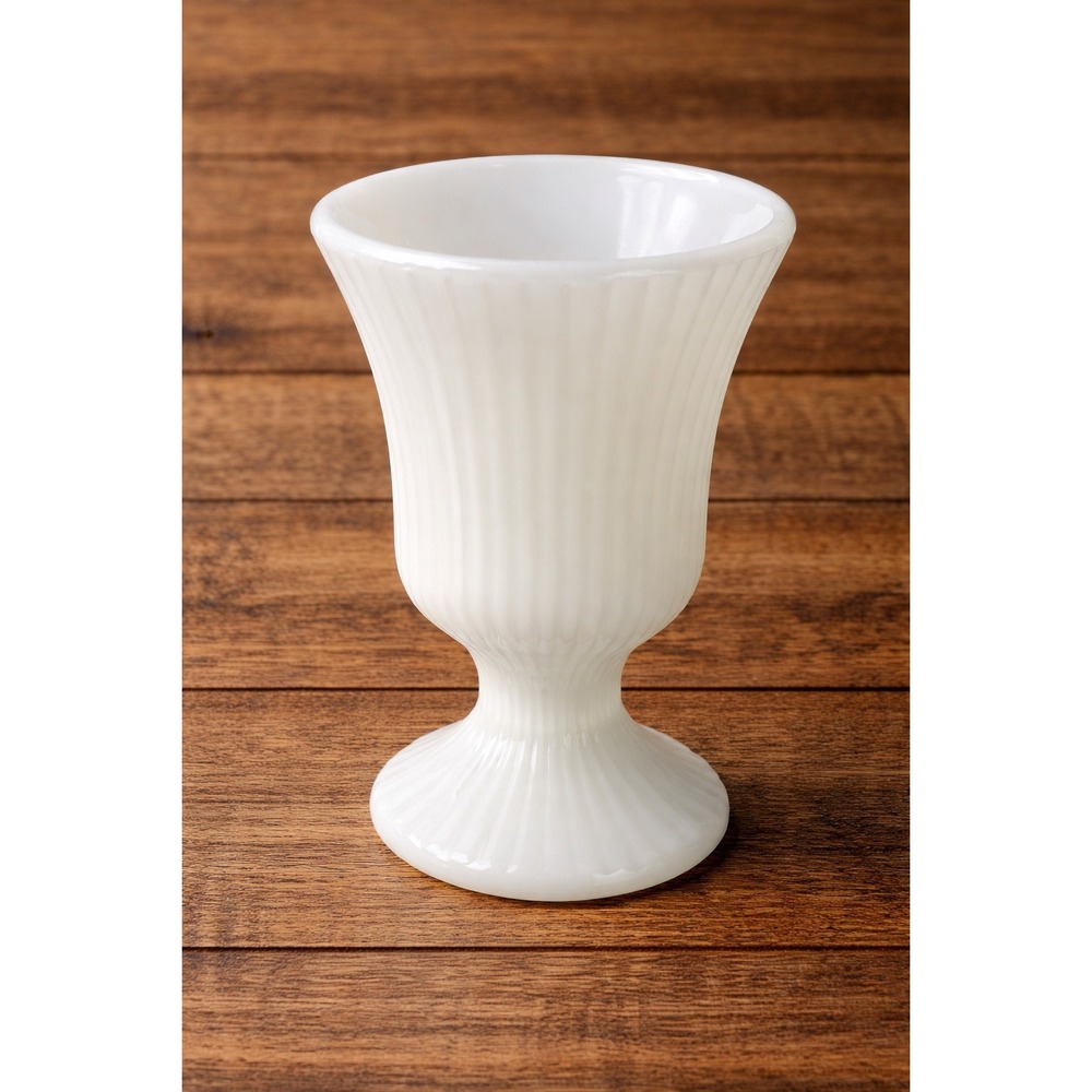 E.O. Brody Milk Glass Vase‎ Fluted Pedestal White Vintage USA